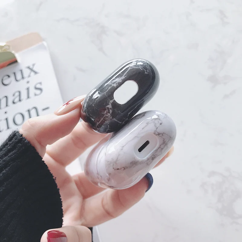 Мраморный беспроводной Bluetooth наушники Жесткий Чехол для Apple Airpods 1 2 Защитный Чехол Air Pods чехол зарядная коробка сумки