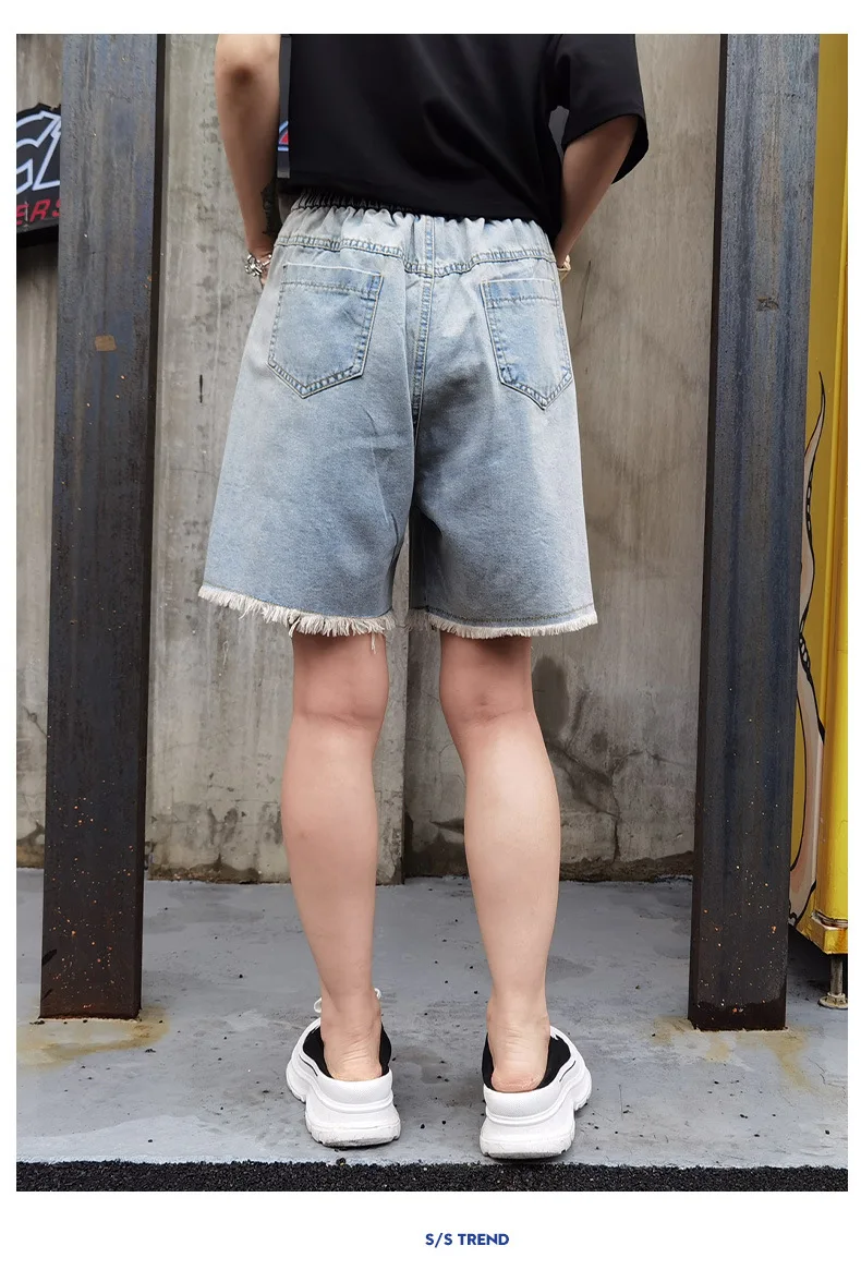 

Vefadisa Fashion Distressed Hole Sequin Denim Shorts Women 2021 Summer Letter Female Shorts Elastic Waist Casual Shorts QYF5567