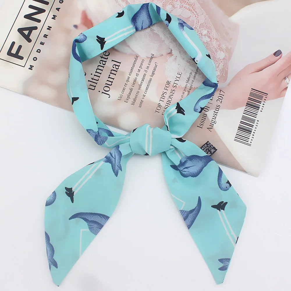 Женский длинный узкий шарф с фламинго повязка на голову из искусственного