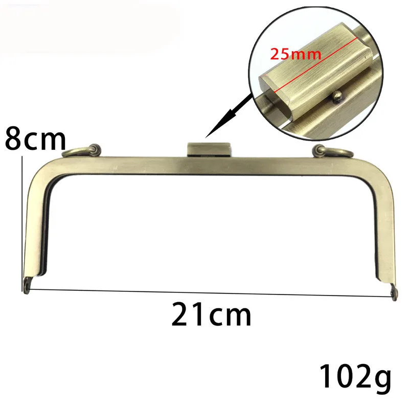 21cm Copper Black Light Gold Metal Purse Frame Women Handle Clutch Bag Accessory DIY HandBag Frame Kiss Clasp Lock Hardware 6pcs