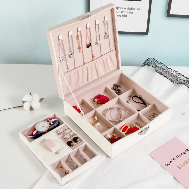 Girl Travel PortableJewelry Storage Box Earrings Nail Ring Necklace Organizer Bracelet Lipstick Cosmetic Makeup Case Accessories