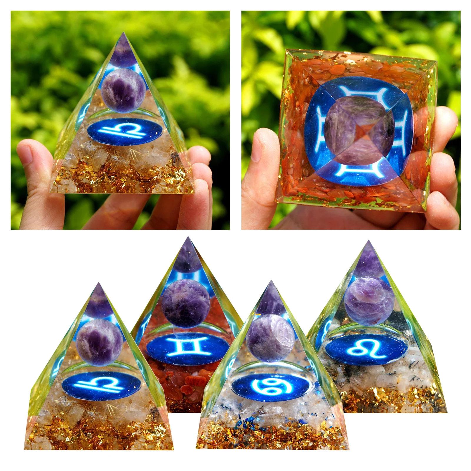 

Orgone Pyramid Natural Crystal Energy Tower Meditation Yoga Decoration