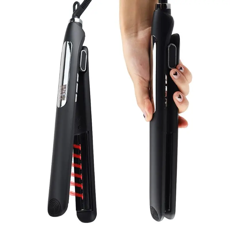 

LED Display Infrared Wide Plate Ceramic Tourmaline Hair Straightener Iron Anions Flat Iron 110-240V Less Damaged Clectric Splint