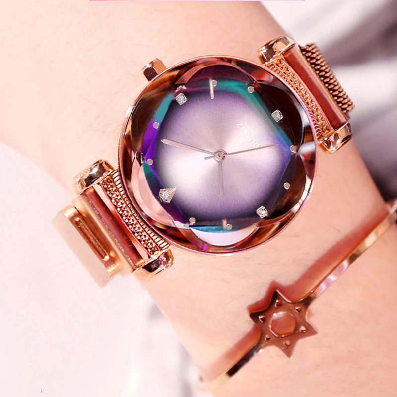 Новинка 2020 модные женские наручные часы с магнитом и градиентом роскошные