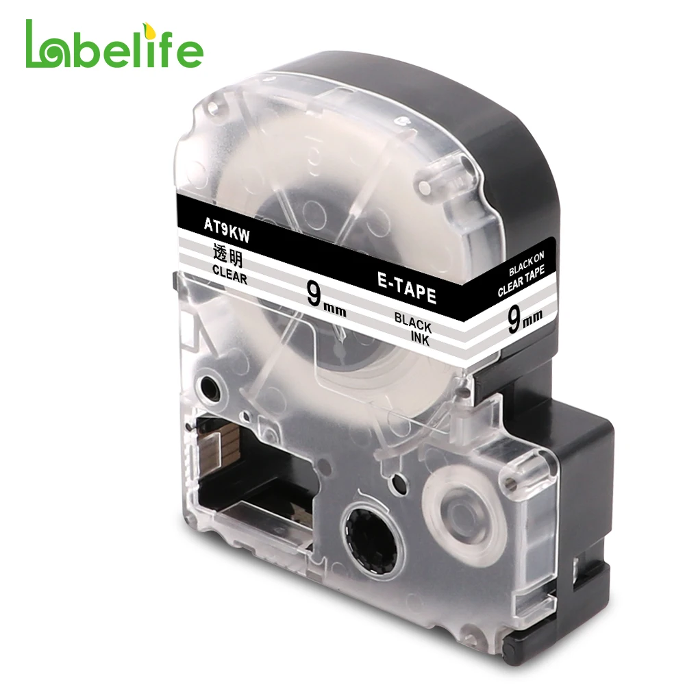 Labelife SST9KW черный на прозрачном EPSON совместимый лента этикеток для принтера King Джим