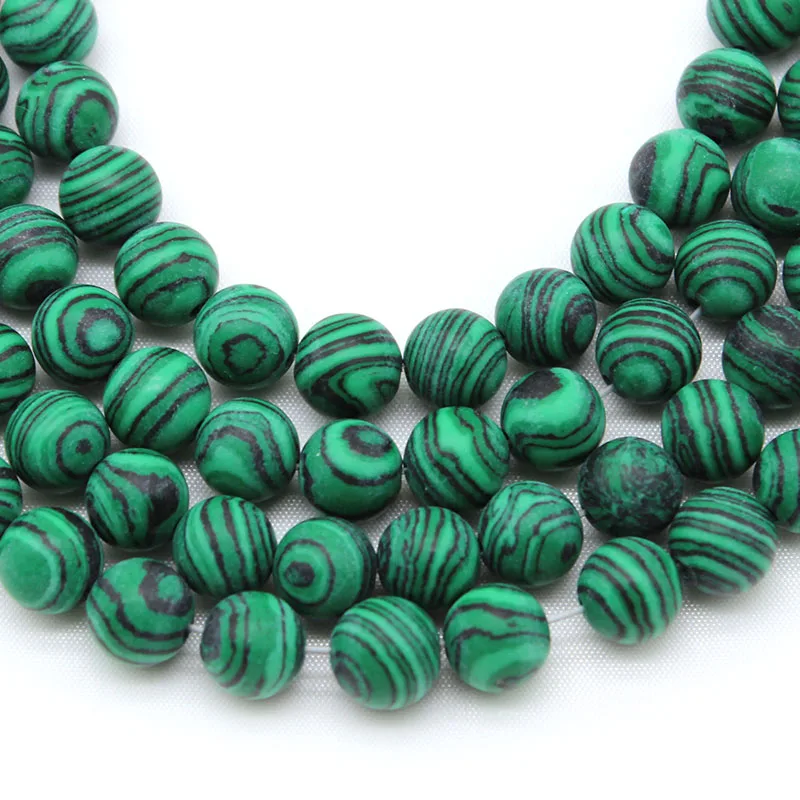 

Natural Stone Matte Malachite Peacock Round Loose Spacer Beads Ball Jewelry Bracelet Making Accessories DIY 4/6/8/10/12MM