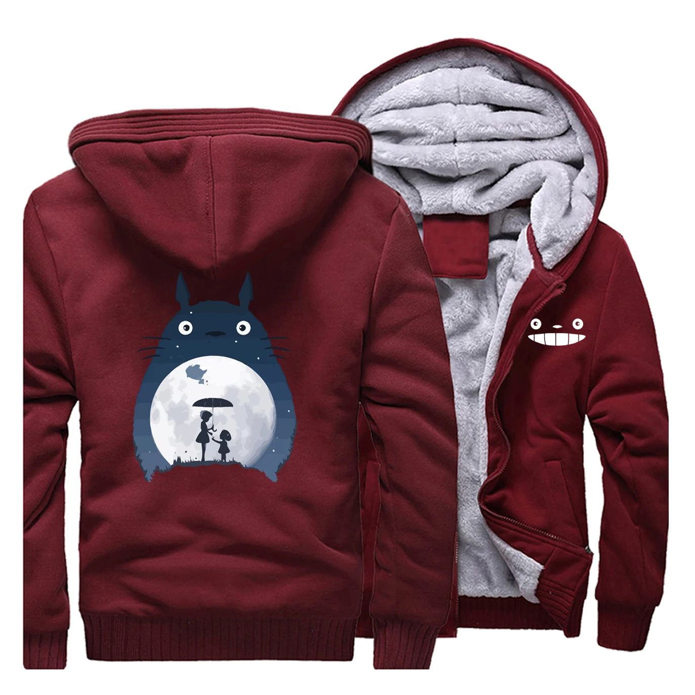 Tonari No Totoro мужские толстовки с капюшоном из плотного флиса брендовые теплые толстовки с капюшоном пальто на молнии винтажная куртка в стиле аниме зимняя Японская уличная одежда