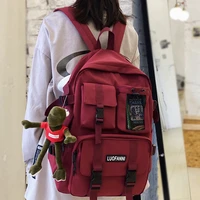 dcimor multiple pocket waterproof nylon women backpack high quality insert buckle unisex student schoolbag lovely book mochilas