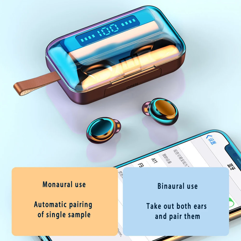 TWS Bluetooth 5 0 наушники умный цифровой дисплей миниатюрная Hi-Fi гарнитура