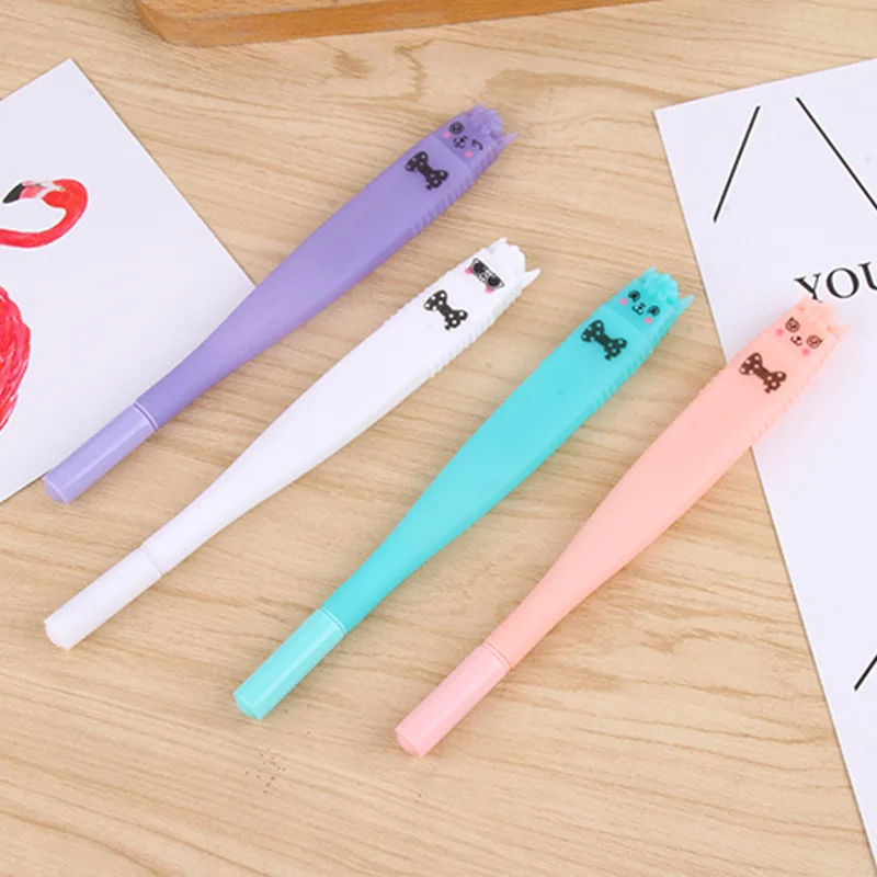 

50PCS Cartoon Stationery Handsome Alpaca Expression Bow Gel Pen Lamb Handsome Hair Black Water Pen Kawaii Supplies Gel Pens