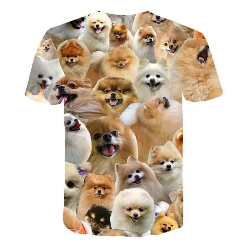

2021 summer new 3D animation embossed T-shirt for boys and girls, dog clothes, fashion T-shirt, Harajuku, cartoon personality T-