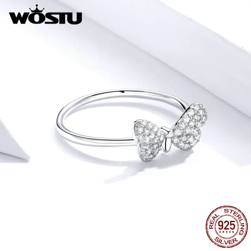 WOSTU 100% Настоящее 925 пробы серебряные кольца в виде бабочки для женщин хит продаж