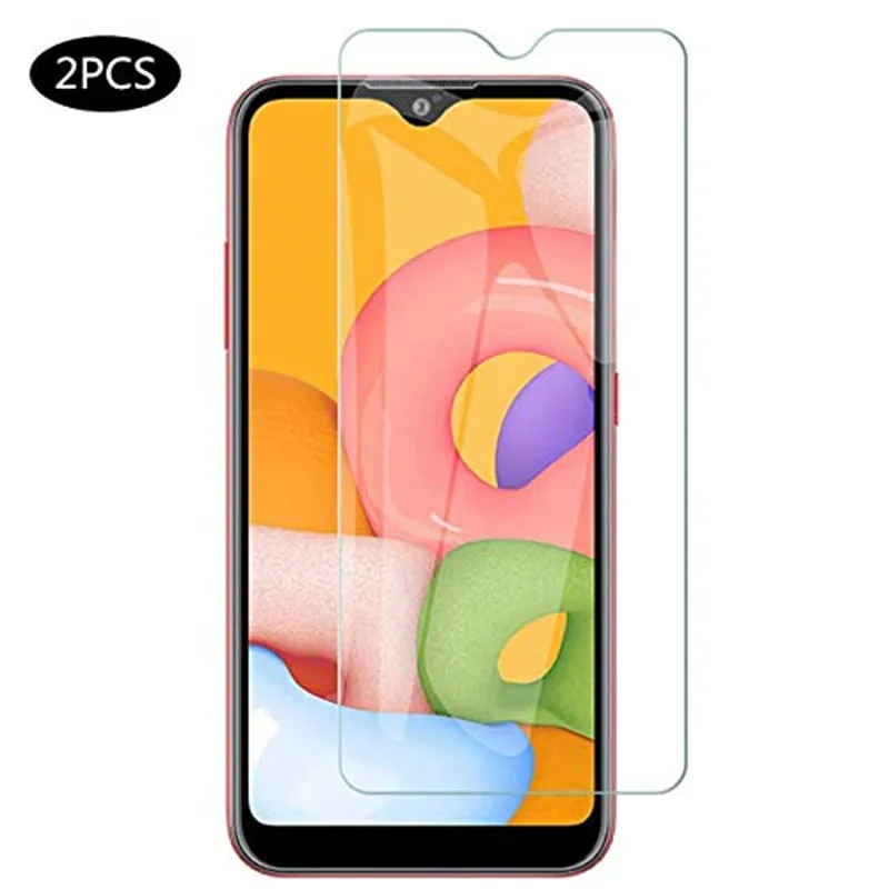 2 шт закаленное стекло для Samsung Galaxy A01 Защитное A015F|Защитные стёкла и плёнки