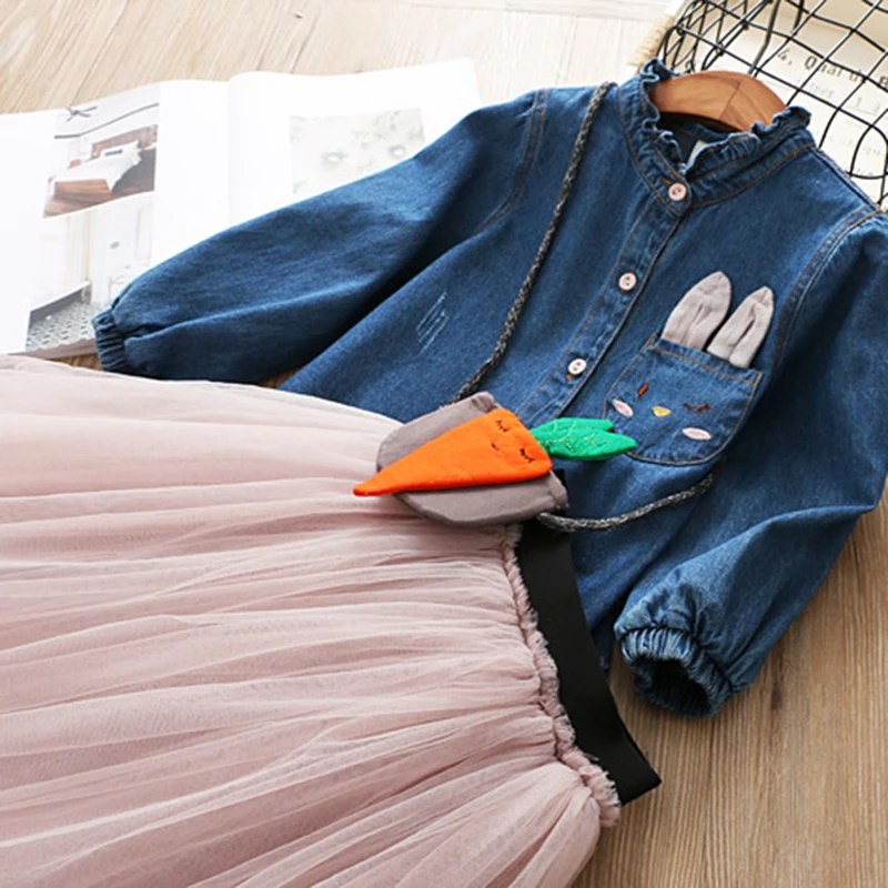 Baby Girls Dress Autumn Children Clothes Spring Long Sleeve Straped Bow Pleated Dress for Girl Kids Princess Dresses 2 7 Years