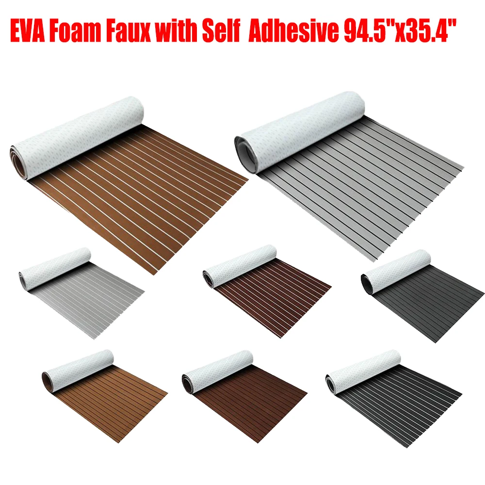 

EVA Foam Faux Teak Decking Sheet 94.5"x35.4" Yacht Marine Carpet Flooring Mat Non Skid Self Adhesive Sea Deck Boat Accessories