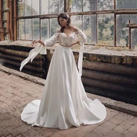 jasmine elegant illusion lace applique scoop neck new design a line long sleeves bridal wedding gowns dresses for women