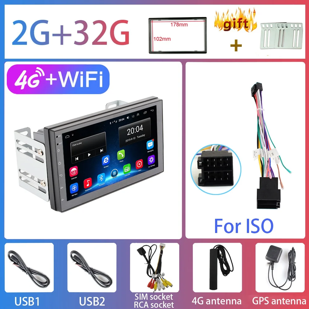 4G-WIFI-2G-32G-ISO 2G+ 32G 2DIN Android 8,1 GO автомобильный DVD мультимедийный плеер для Volkswagen Nissan hyundai Kia Suzuki " автомобильный Радио gps навигация WiFi - Цвет: 4G-WIFI-2G-32G-ISO