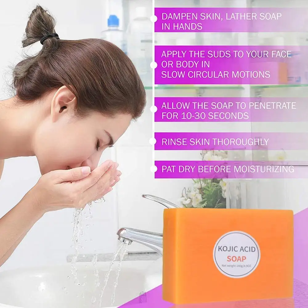 

140g Dark Black Skin Cleansing Lightening Soap Kojic Acid Glycerin Brighten Face Body Whitening Soap Body Bath Soap