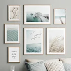Постер на стену с изображением Каменного моста, листы синего моря, для рисования стена чайки, художественный холст, декоративная картина для спальни принты с пейзажем