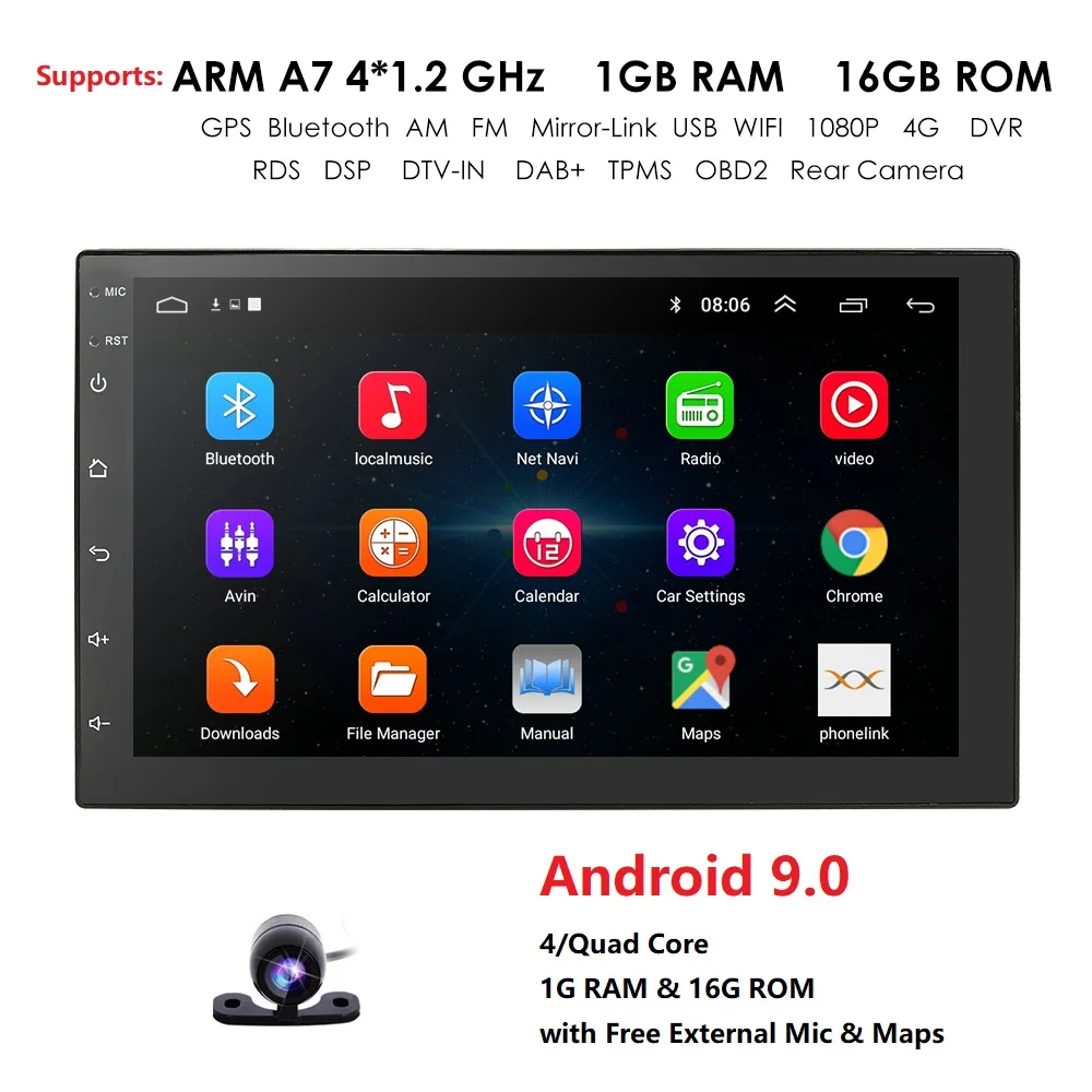 Универсальный Автомобильный мультимедийный плеер Hizpo 2Din Android 9 0 NODVD автомобильное