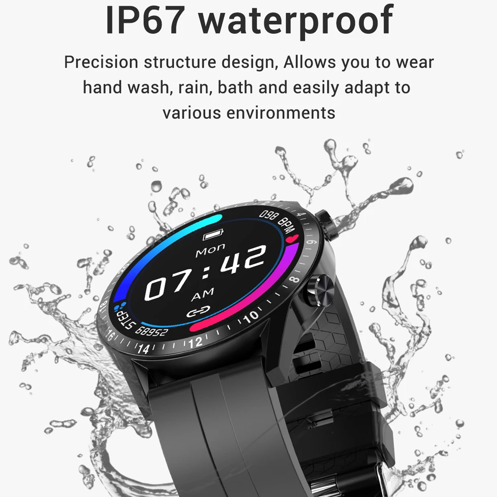 

New Bluetooth Call Smart Watch Sports Fitness Tracker HR BP Message Reminder Waterproof Smartwatch 290MAH Large Capacity Battery