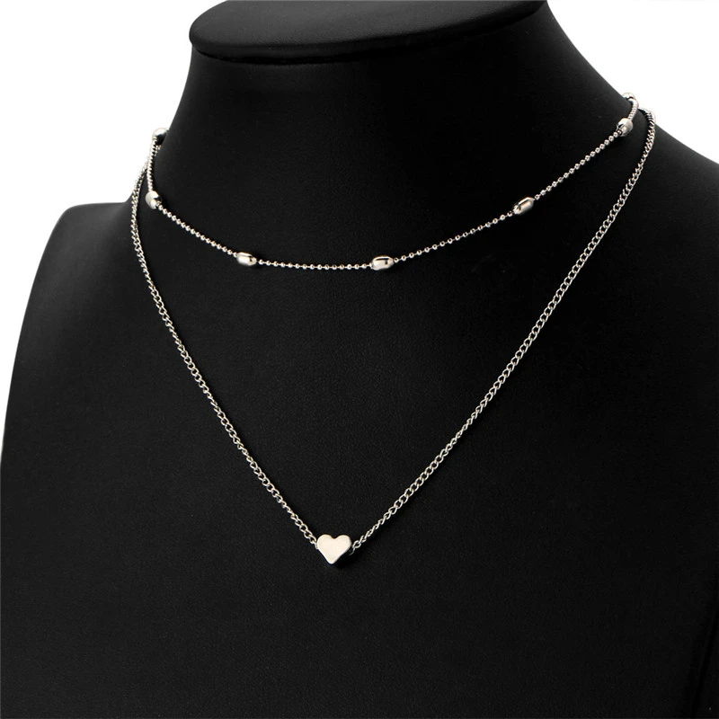 

Simple Fashion Female Clavicle Pendant Peach Heart Multi-layer Clavicle Neck Chain 2020 Alloy Necklace Heart-shaped Pendant