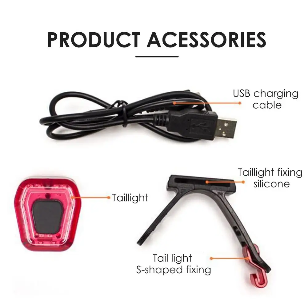 

Bicycle Rear light Portable LED Taillight Rear Tail Safety Warning Cycling Light USB Rechargeable for MTB Bicycle Accessories