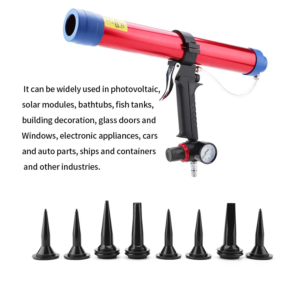 

Adjustable Pneumatic Glass Glue Gun Air Rubber Gun Tool 300-600ml Hard Glue Sealant Applicator Caulking Tool Caulking Nozzle
