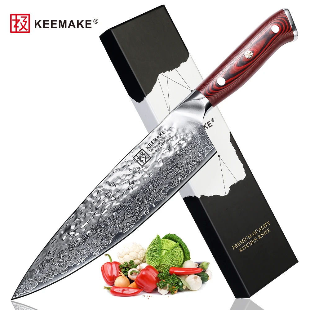 Нож шеф повара SUNNECKO из дамасской стали японское лезвие AUS10 острый молоток