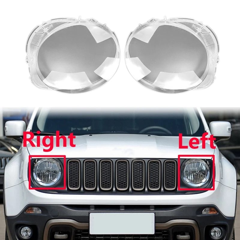 

for Jeep Renegade 2016-2018 Left+Right Headlight Shell Lamp Shade Transparent Lens Cover Headlight Cover