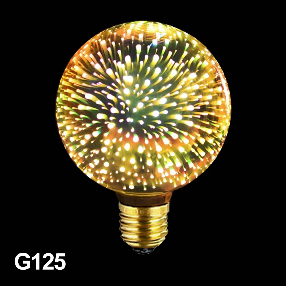 Светодиодная лампа E27 3D украшение лампы фейерверк 110 220V ST64 G95 G80 G125 A60 бутылка сердце Праздничные огни Новинка Рождественская лампа - Испускаемый цвет: G125