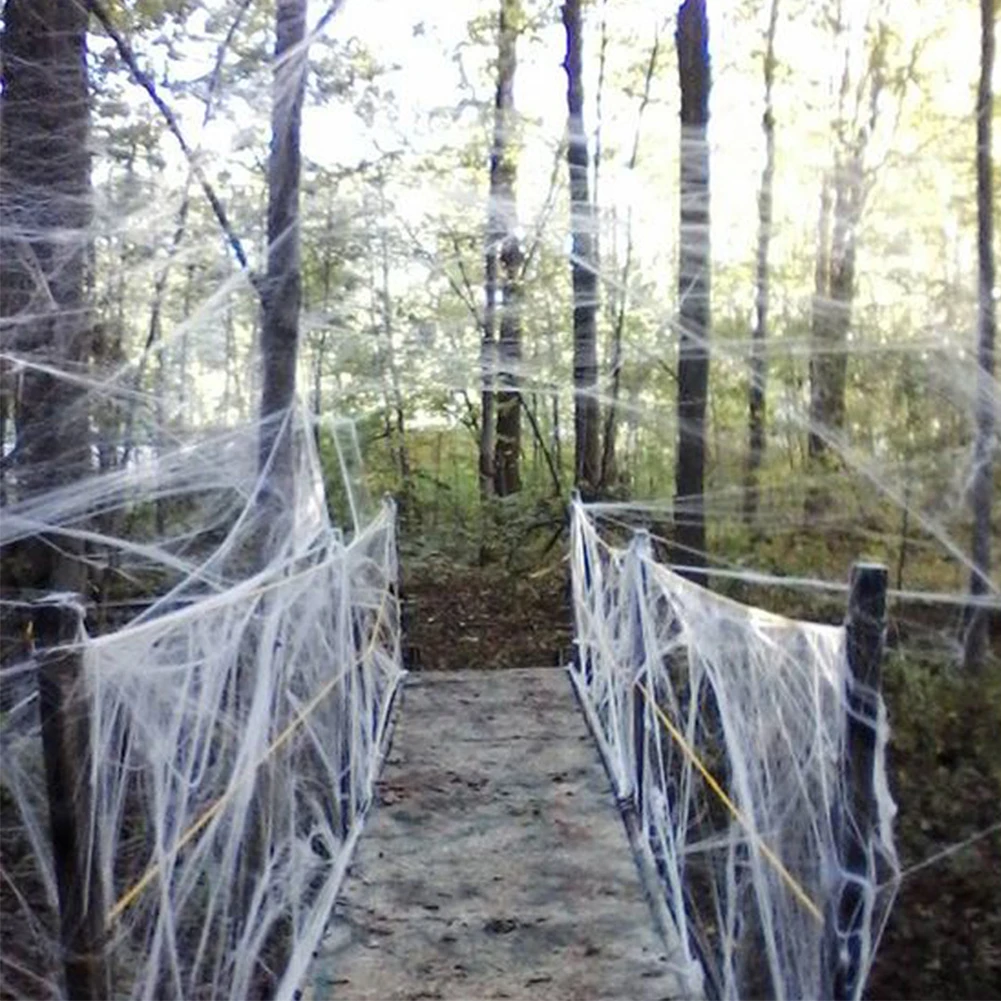 Fake Spider Web Halloween Decoration Stretch Cobweb with 2 Spiders Party for Doors Windows Indoor and Outdoor | Дом и сад