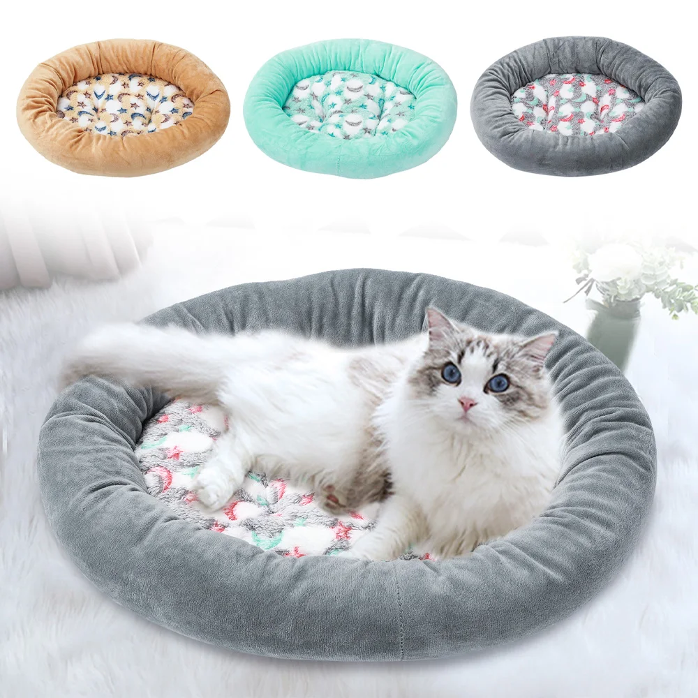 

Pet Beds Oval Plush Cats Puppy Sleeping Nest Soft and Warm Coral Fleece Cushion for Cat Small Dogs 2 Sizes Pets Products Cat Bed