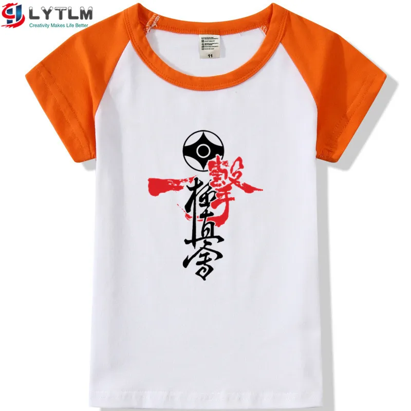 LYTLM Kyokushin карате футболки детская одежда футболка для мальчиков подарок Гонг-фу детские топы летний топ с короткими рукавами Koszulki - Цвет: DX Raglan Orange