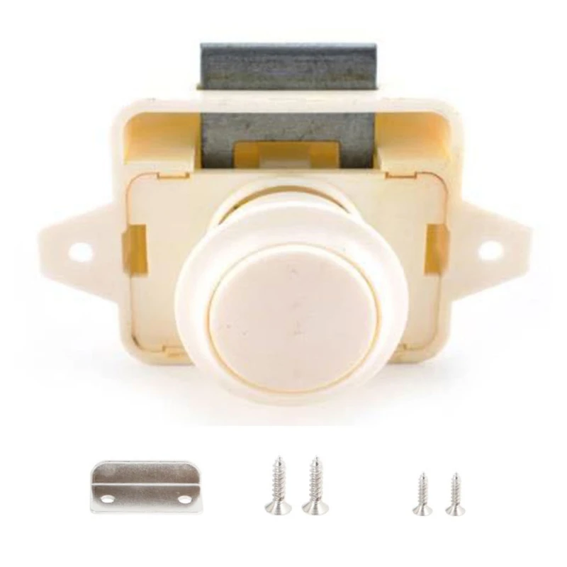 

Mini Push Button Lock Durable Alloy Hardware Fittings Suitable for 15-18mm Thickness Furniture RV Boat Caravan Door