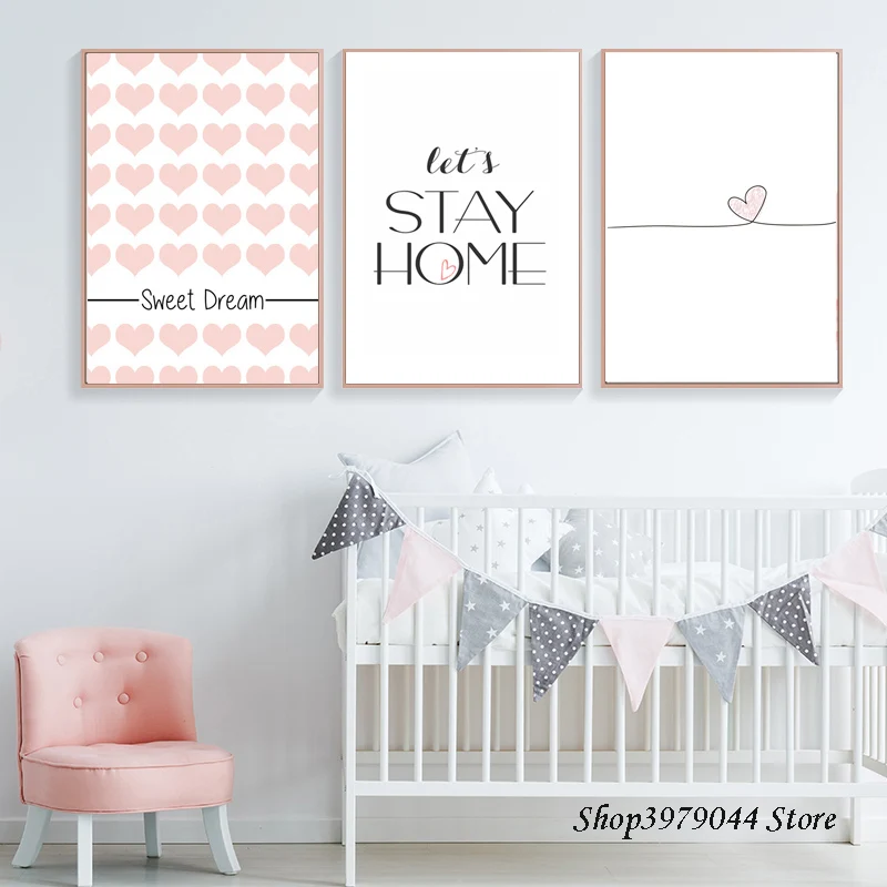 Милые мечты цитаты постер Северное розовое сердце рисунок принт для детской