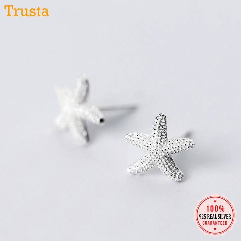 Женские серьги гвоздики из серебра 2019 пробы со звездами и морскими