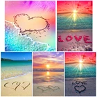 Алмазная живопись сделай сам в форме сердца, полный набор для вышивки крестиком, вышивка пляжным ландшафтом, семейный Декор