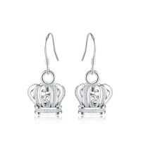 925 sterling silver exquisite gift set with rhinestones crown set with zirconium diamonds crystal earrings ladies party jewel