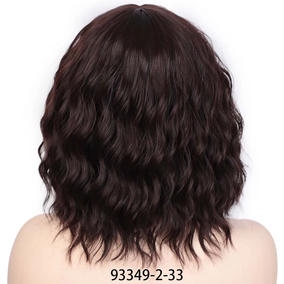 AISI BEAUTY Cut синтетические короткие парики для женщин черные с челкой пучки волос влажная волна парик натуральный косплей фиолетовый розовый - Цвет: 2-33