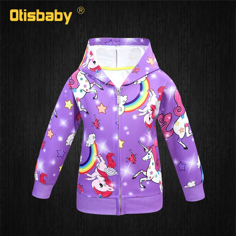 0981 Purple Зимняя куртка с единорогом для девочек; толстовки для девочек; пальто с капюшоном; Детский свитер; детская одежда с лошадью; толстовки с капюшоном для мальчиков; Верхняя одежда с изображением пони - Цвет: 0981 Purple