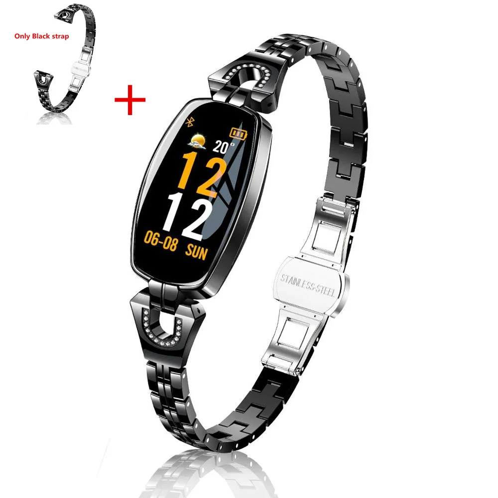 B add Black strap H8 смарт-браслет для женщин, смарт-браслеты для измерения артериального давления, фитнес-браслет, электронный браслет для здоровья - Цвет: B add Black strap