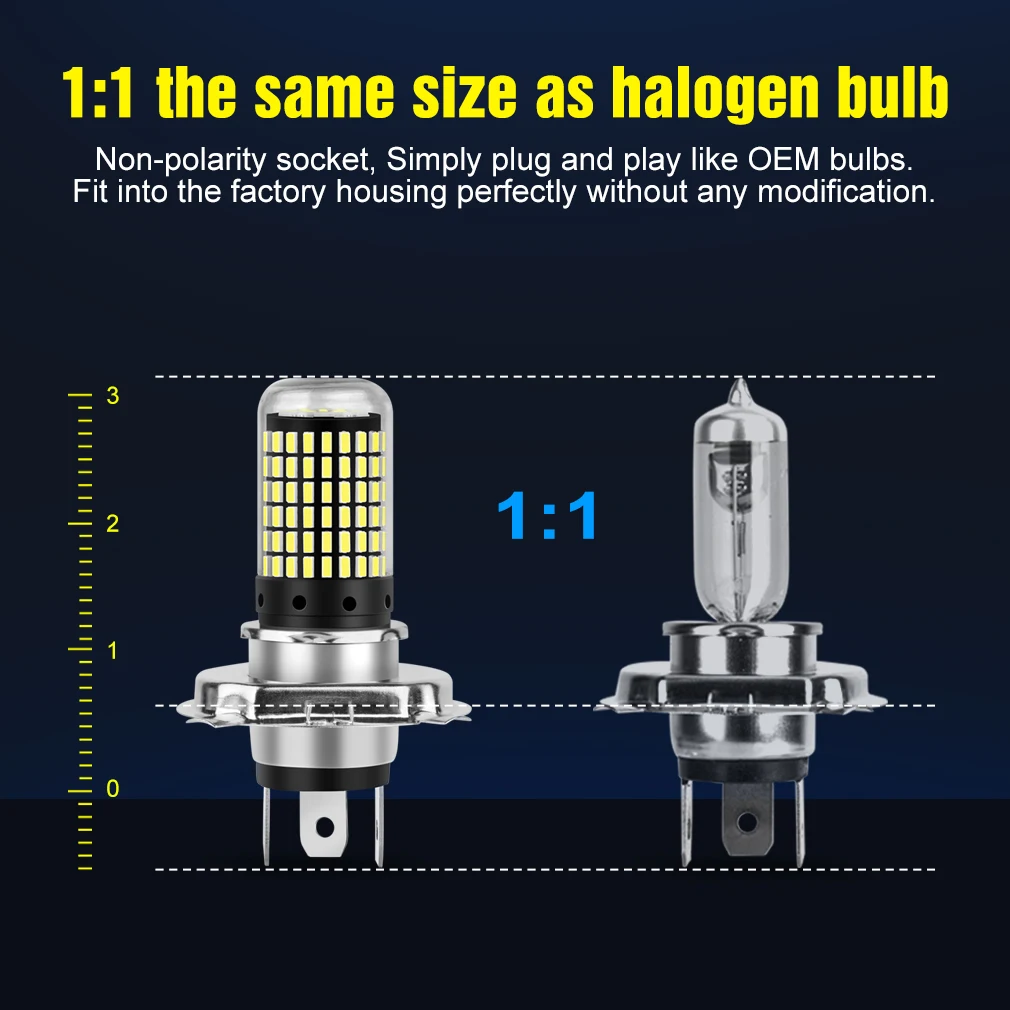 1 шт. 10000Lm мотоциклетная фара H4 LED BA20D H6 P15D светодиодный ная лампа 10 Вт 144SMD 3014