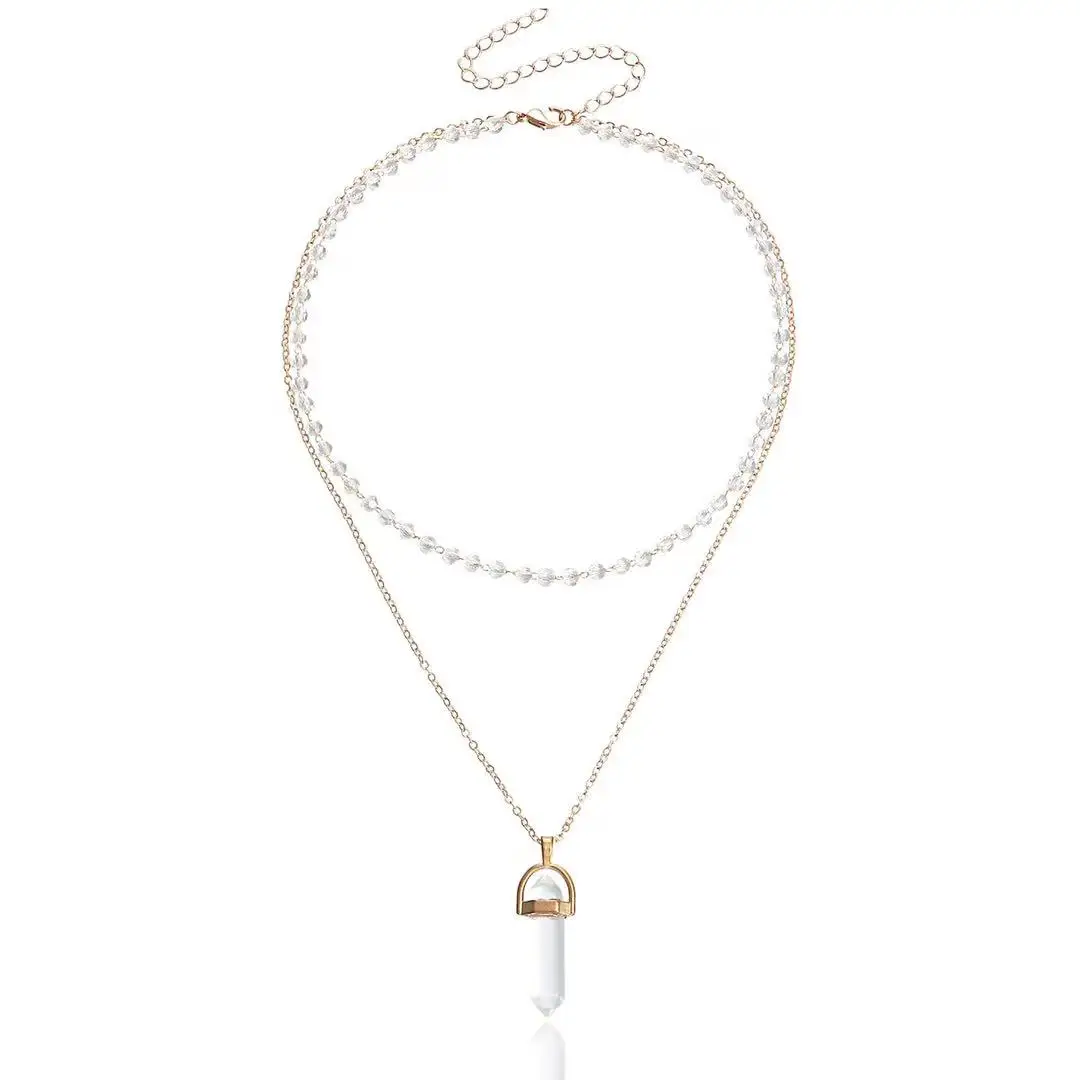 

2022 классическое посеребренное ожерелье из натурального кварцевого кристалла с шестигранной подвеской из камня для женщин и мужчин модные ...