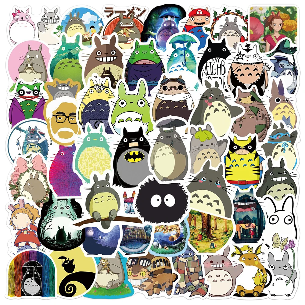 10/30/50pcs Cute Anime Stickers Decal Miyazaki Hayao My Neighbor Totoro Phone Laptop Fridge Guitar Car Cartoon Sticker Kids Toy