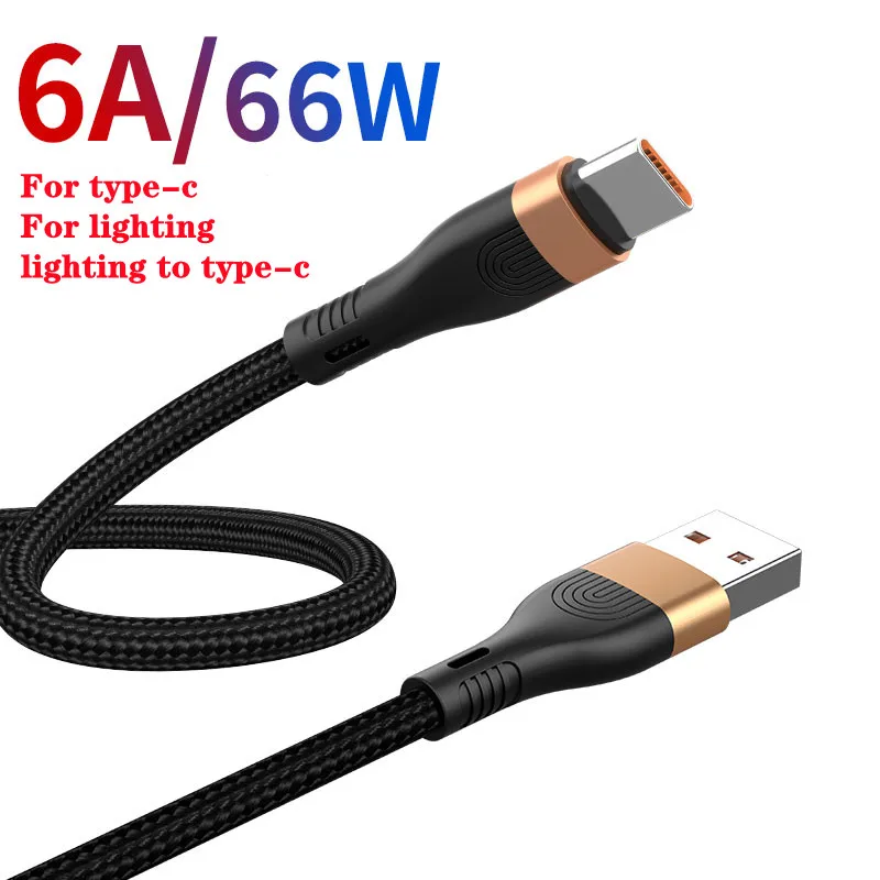 

Кабель USB Type C 6A для Huawei Mate 40 P40 P30 Xiaomi Redmi, зарядный кабель с быстрой подсветкой типа c для Iphone 13 12 11 Xr Plus