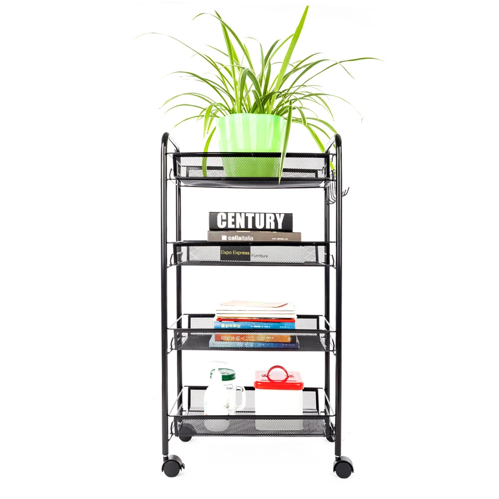 

4/3 Tier Storage Cart Removable Shelving Unit Organizer For Kitchen Bathroom Floor Shelf Storage Rack with Wheels Space Saving