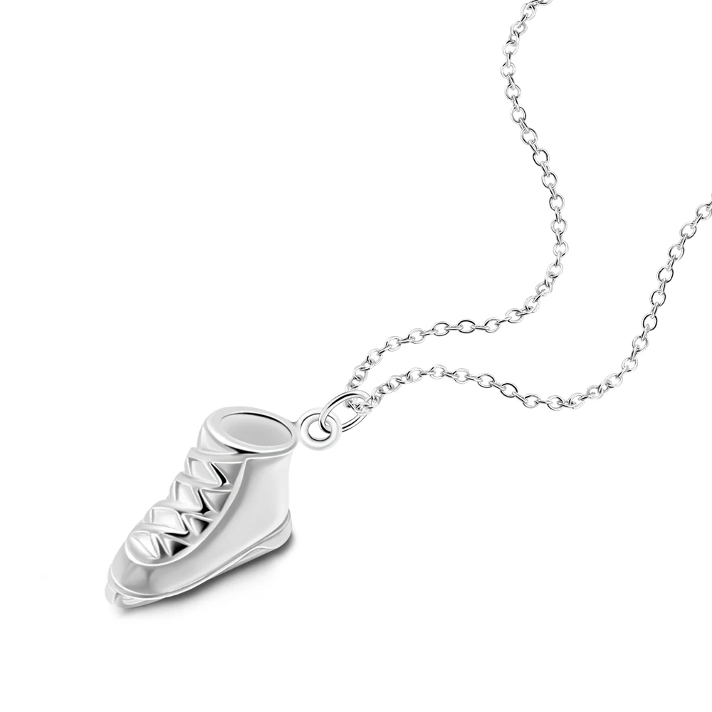 Новейший минимализм подвеска на лыжную обувь подлинный Серебряный цвет ожерелье