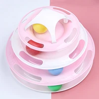 cats toys turntable balls 4 layers play track plate cat accessories plastic tower tracks toy with balls for iq traning