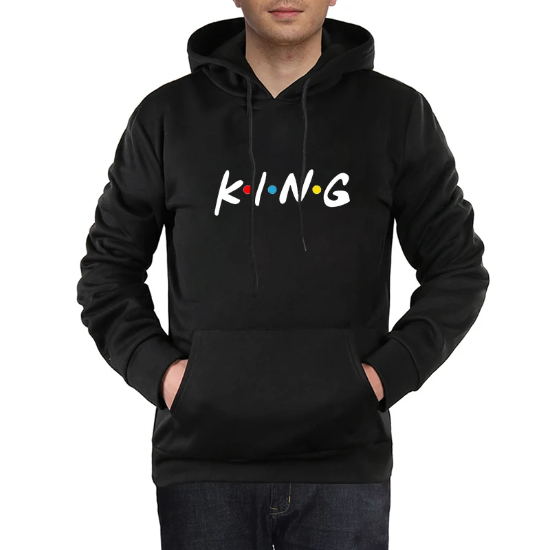 Женские и мужские толстовки пуловеры с капюшоном модные надписью FRIENDS KING QUEEN |